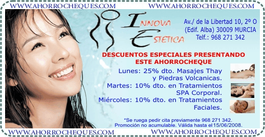 Cheque Descuentos Especiales Innova Estetica