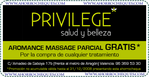 Privilege Spa Valencia Belleza y Salud Cup&oacute;n Descuento Tratamientos
